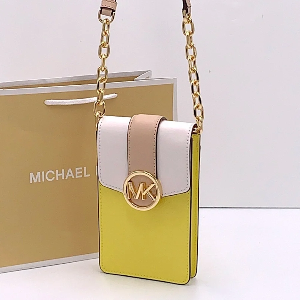 MICHAEL KORS Carmen Small Color-Block Faux Leather Phone Crossbody Bag